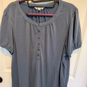 Lucky Brand Slate Blue Button-Up Blouse